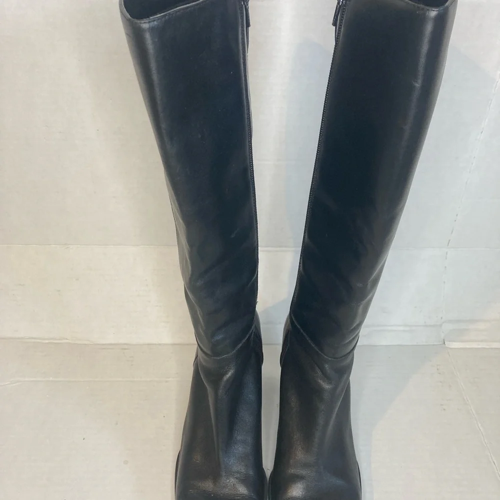 Calico Women Black Leather Knee-High Boots